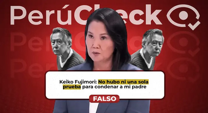 Keiko Fujimori dijo que su padre fue condenado sin pruebas, pero es falso
